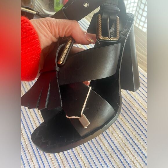 Bottega veneta high black sandals with buckle and fringes size 36 - Picture 7 of 15